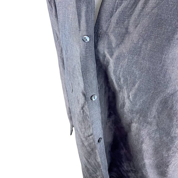 Eileen Fisher Linen Silk Band Collar Shirt size L - Picture 3 of 11